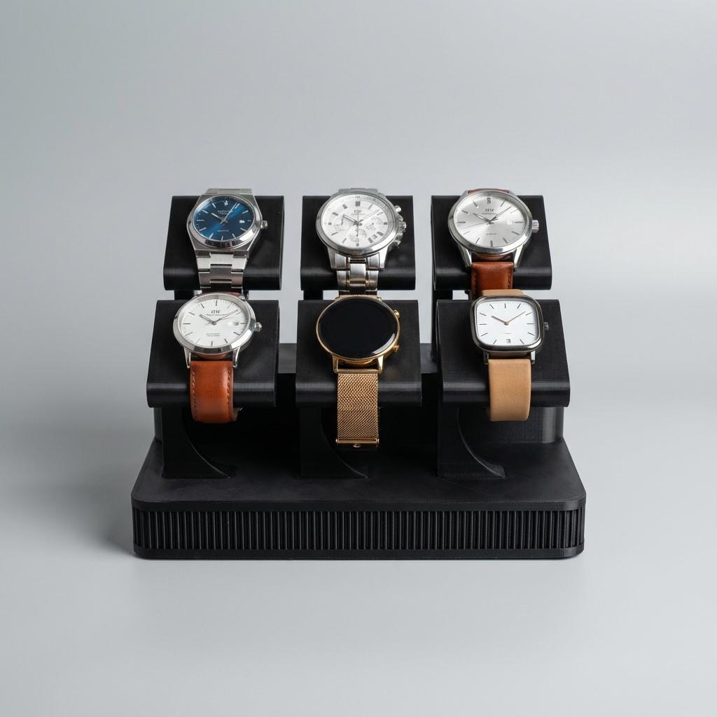 Display Rack Summit in Graphite holding six watches