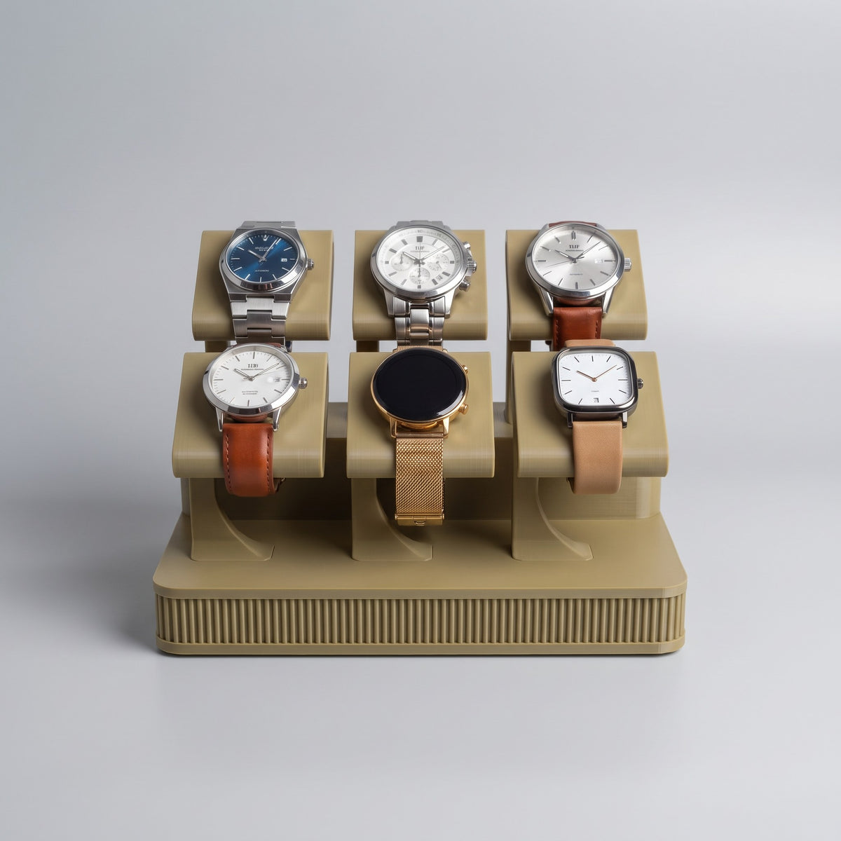 Display Rack Summit in Olive holding six watches