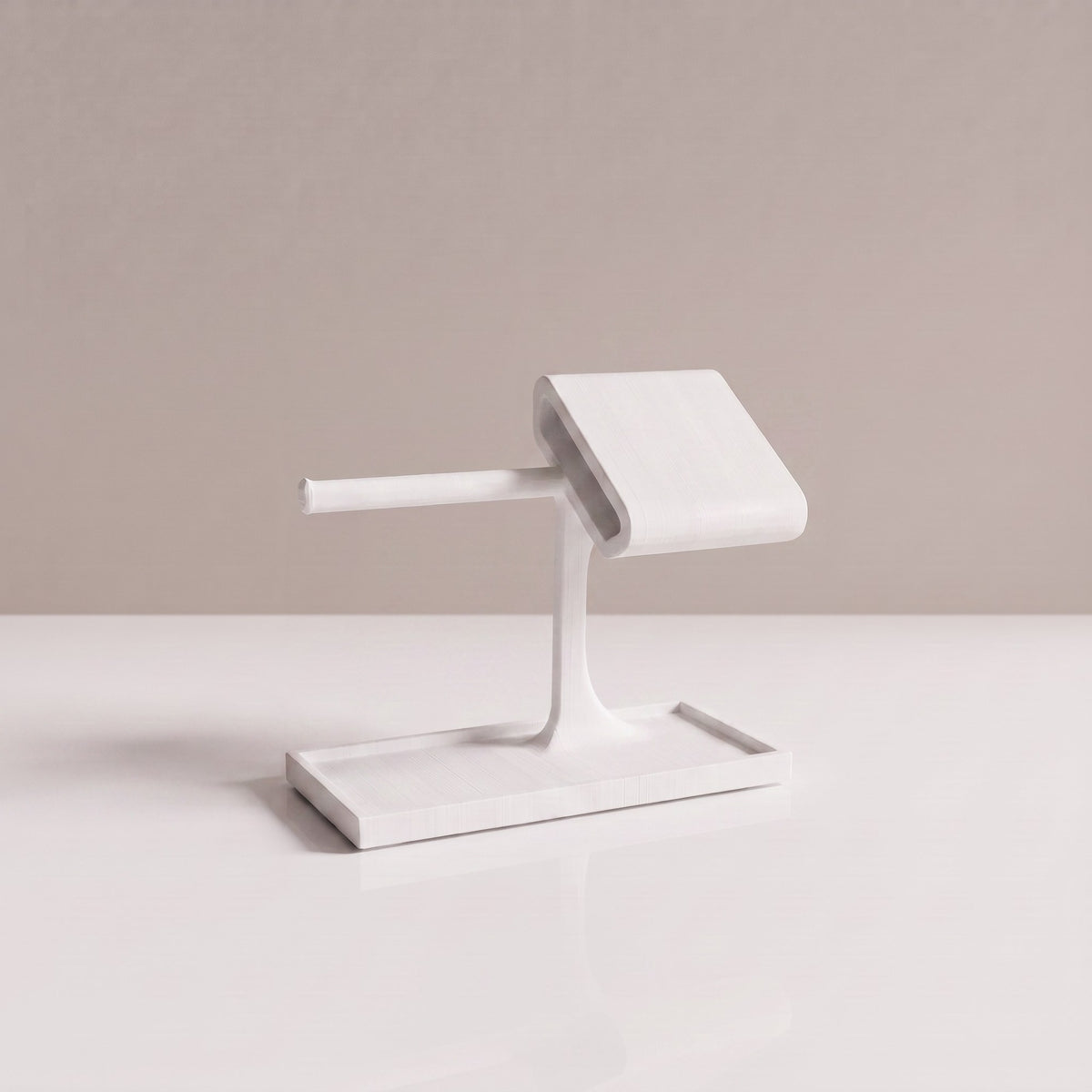 Valet Tray watch stand and jewellery organiser in Ceramic white, empty