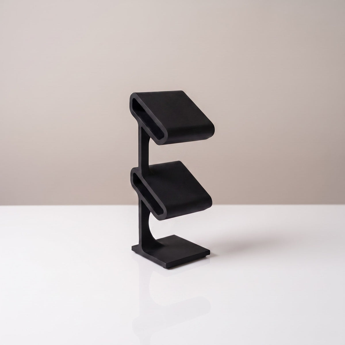 Duo two-tier watch stand in Graphite, empty