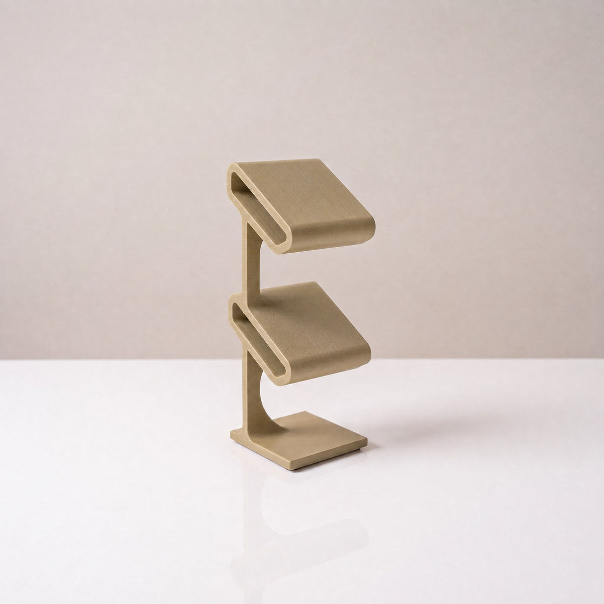 Duo two-tier watch stand in Olive, empty