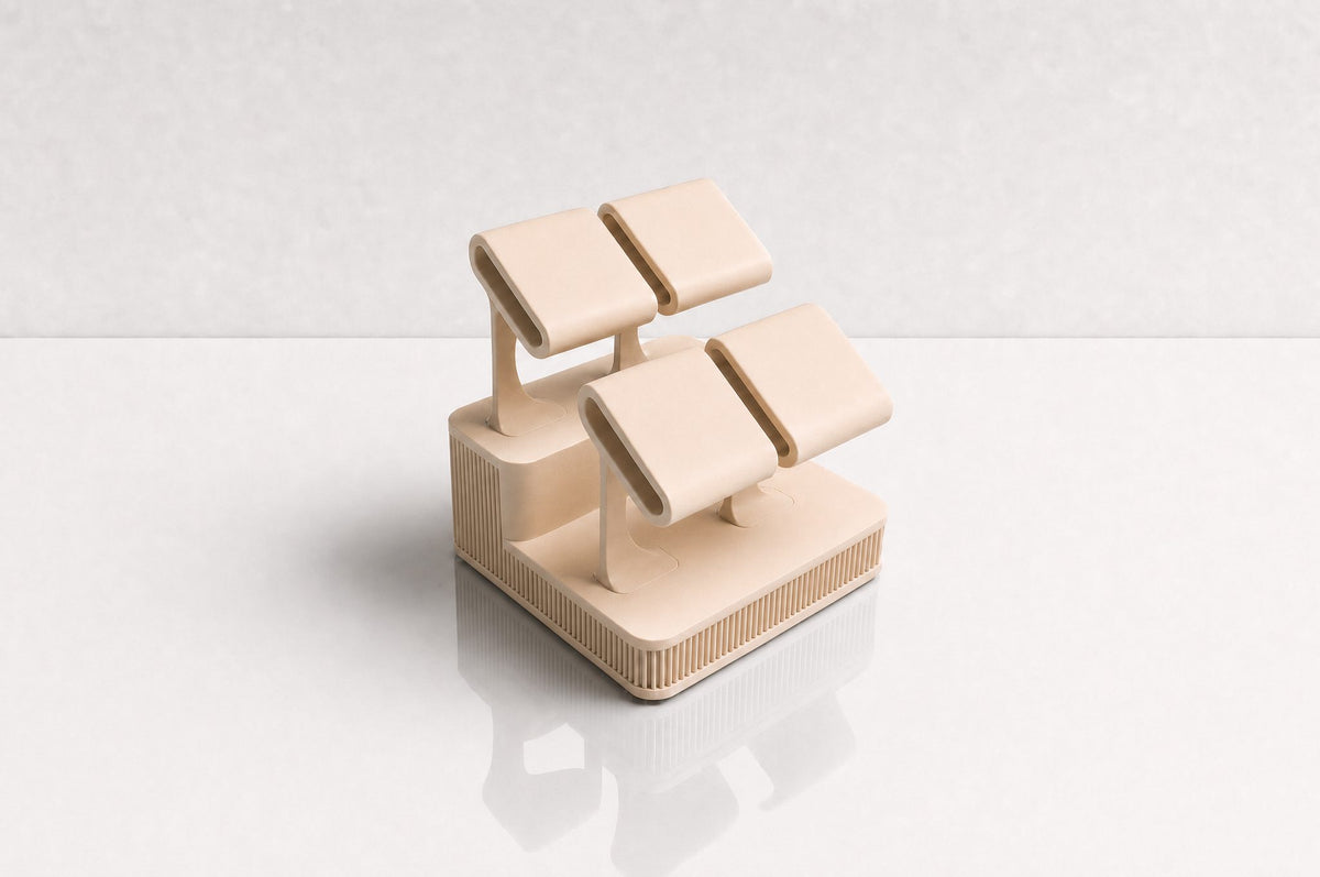 TatraHold Quatro in Ceramic, matte bone-white, soft daylight