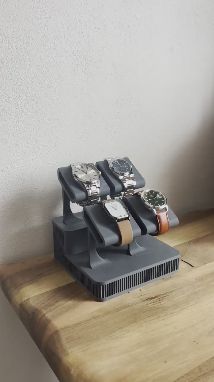 Display Rack Four turning slowly, four watches on two tiers
