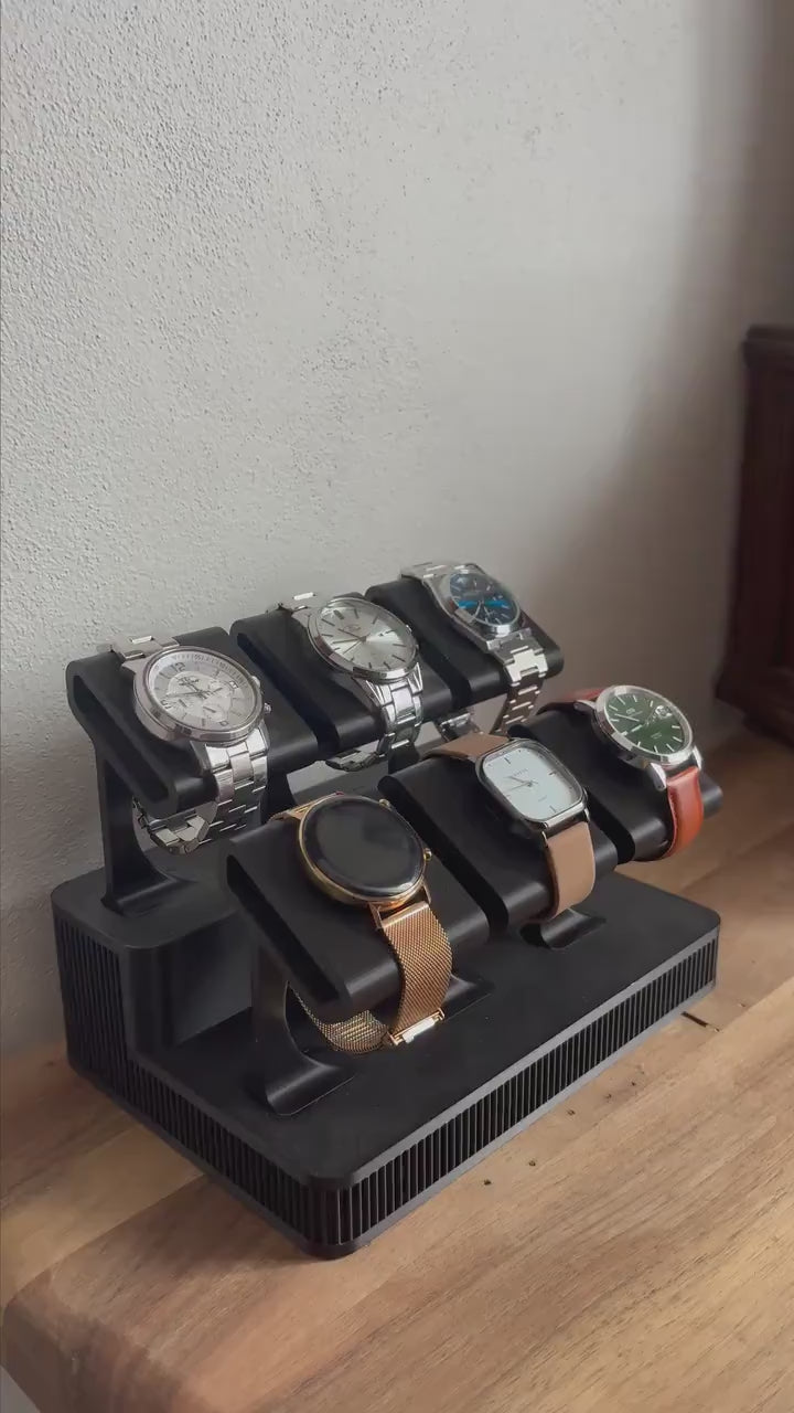 Display Rack Summit turning slowly, six watches on three tiers