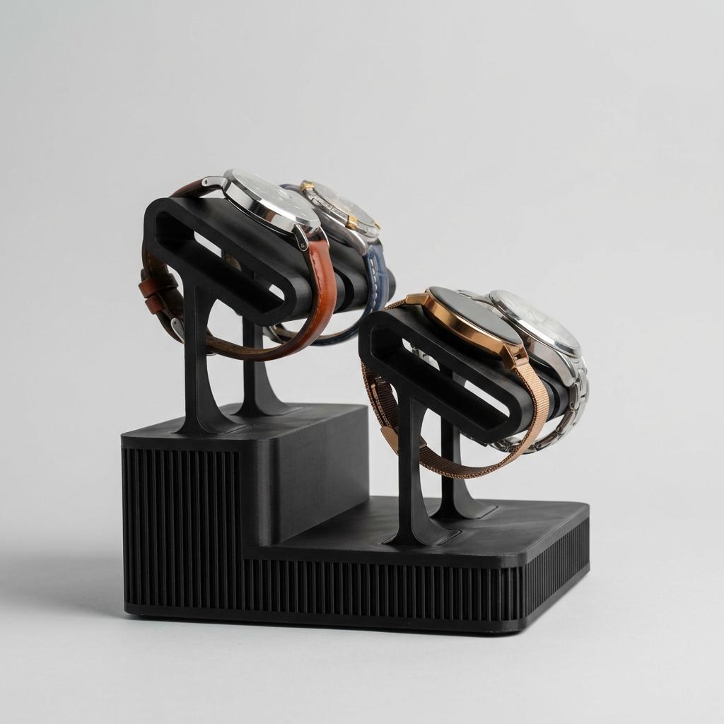 Display Rack Four in Graphite holding four watches