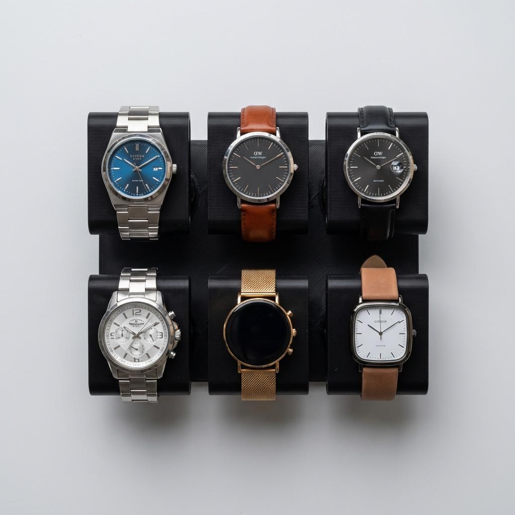 Display Rack Summit in Graphite holding six watches
